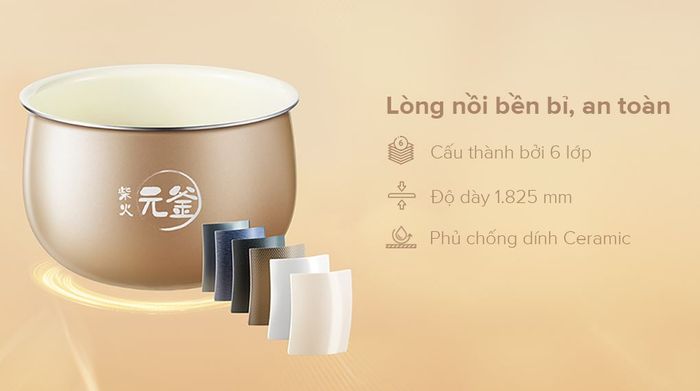 Lòng nồi bền bỉ - Nồi cơm điện tử Bear 1.5 lít RC-4H40A