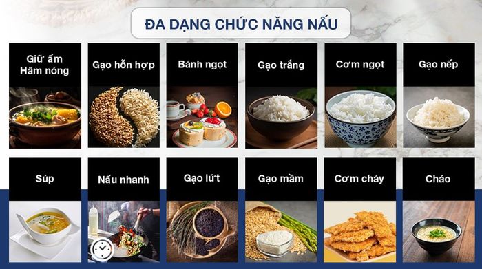 Nồi cơm cao tần Toshiba 1.5 lít RC-15IP1UVN(K) - Đa dạng món
