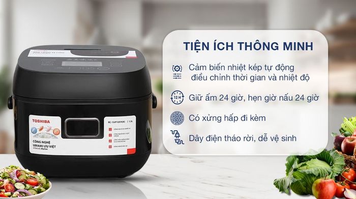Nồi cơm cao tần Toshiba 1.5 lít RC-15IP1UVN(K) - Đa dạng tiện ích thông minh