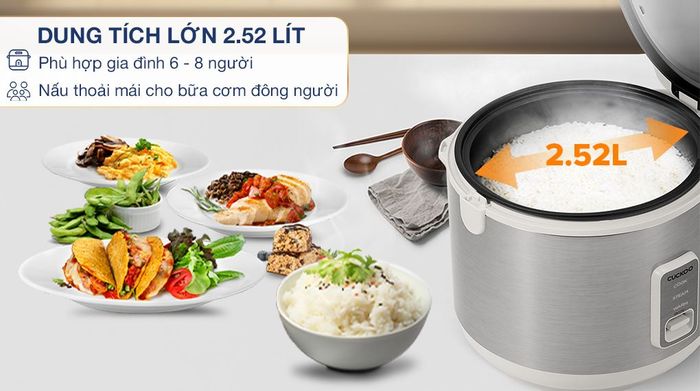 Nồi cơm nắp gài Cuckoo 2.52 lít CR-1415 - Dung tích