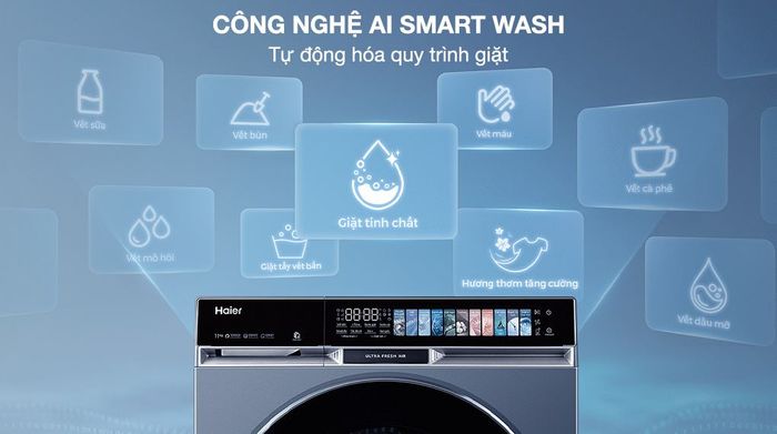 Công nghệ AI Smart Wash - Máy giặt Haier X9 Inverter 10 kg HW100-BD14387GNU1