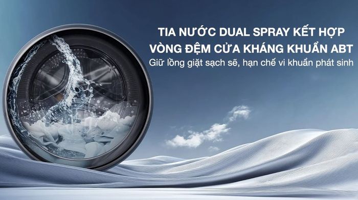 Tia nước Dual Spray - Máy giặt Haier X9 Inverter 10 kg HW100-BD14387GNU1
