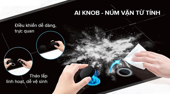 Núm vặn AI Knob - Bếp từ đôi lắp âm Comfee AI Knob CIH-52DIU