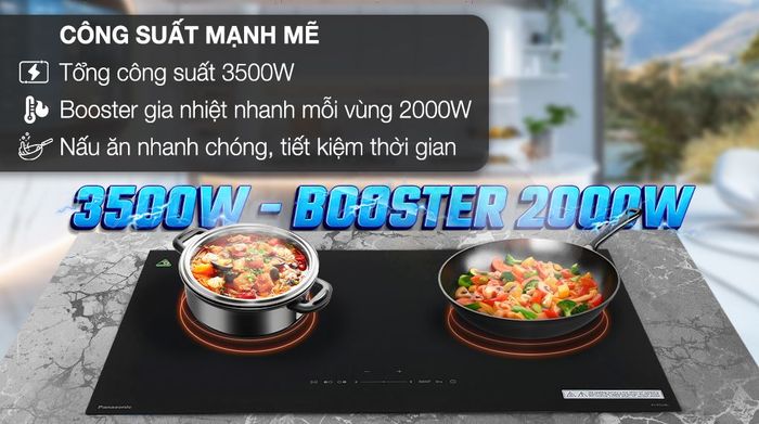 Bếp từ đôi lắp âm Panasonic KY-R72AELYUE - Công suất