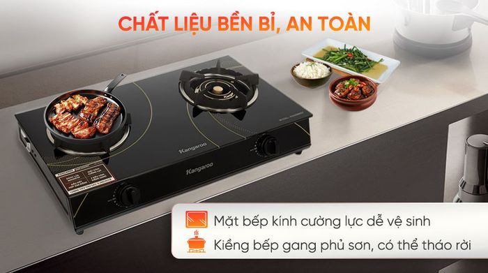 Bếp ga đôi Kangaroo KGGS69G7 - Chất liệu