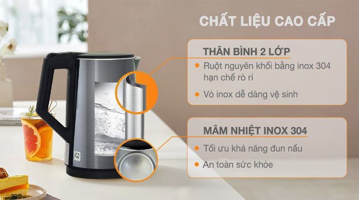 Chất liệu - Bình đun siêu tốc BlueStone 1.5 lít KTB-3471