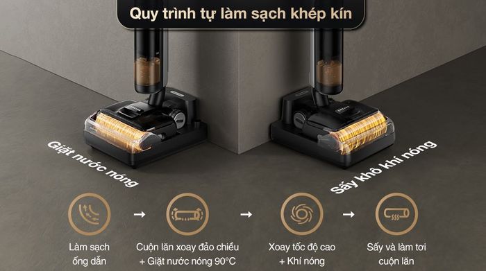 Máy hút bụi lau nhà Dreame H13 FlexReach - Quy trình tự vệ sinh