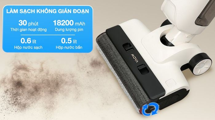 Thời gian sạc và sử dụng - Máy hút bụi lau nhà Mova K30