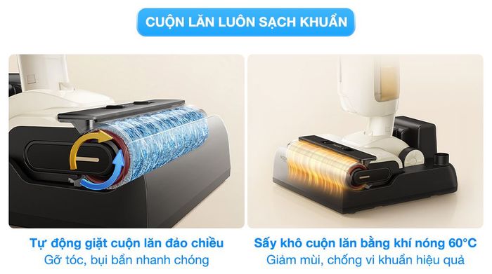 Vệ sinh cuộn lăn - Máy hút bụi lau nhà Mova K30
