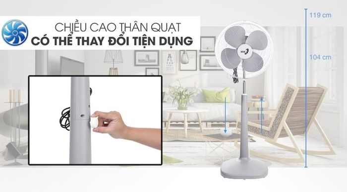 Chiều cao - Quạt đứng Asia D16026-XV0 Xám