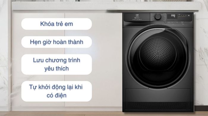 Máy sấy bơm nhiệt Electrolux UltimateCare 8 kg EDH803J5SC - Tiện ích