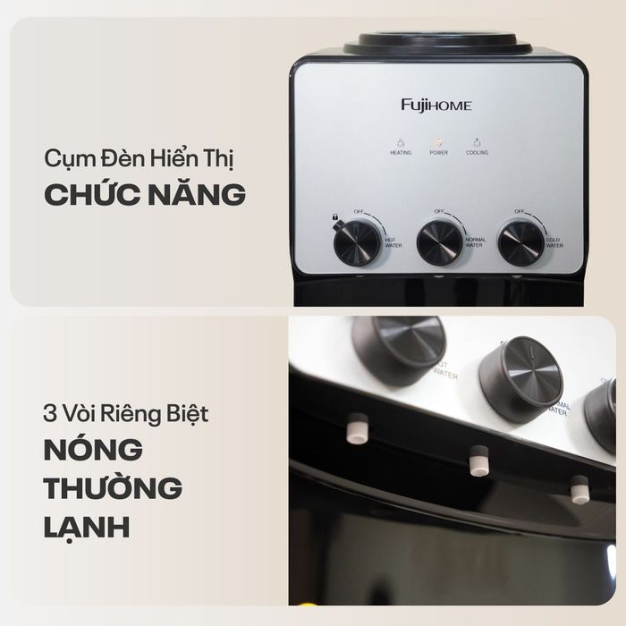 Cây nước nóng lạnh FUJIHOME WD677C 590W - Bảng điều khiển