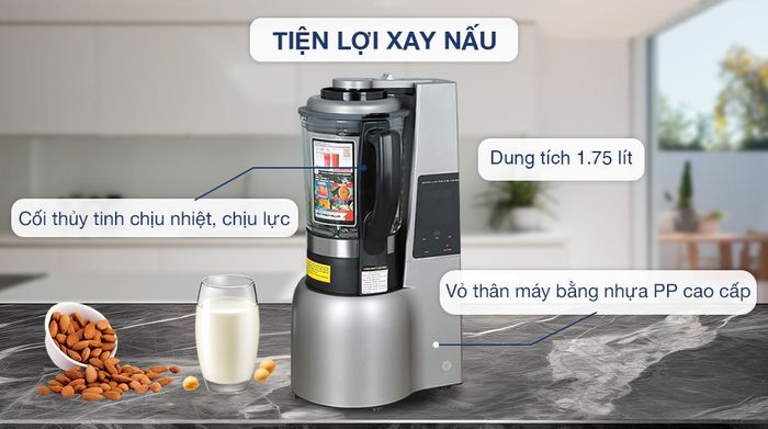 Thiết kế và chất liệu - Máy làm sữa hạt Mishio MK-307