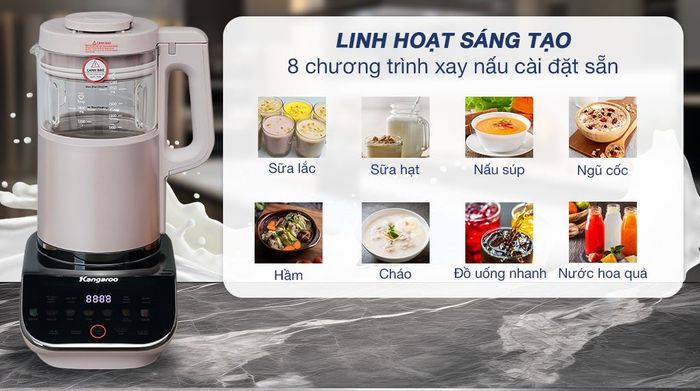 Chương trình xay nấu - Máy làm sữa hạt đa năng Kangaroo KG175HB3