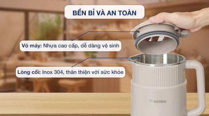 Máy làm sữa hạt đa năng Rapido RHB-500DW - Chất liệu