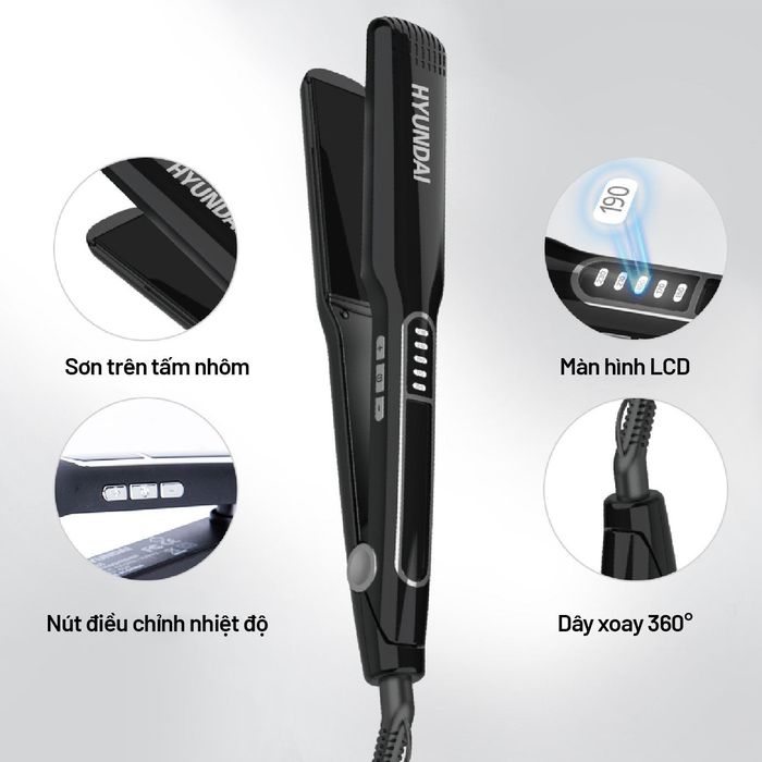 Máy duỗi tóc Hyundai HC-124-BK - Thương hiệu và thiết kế