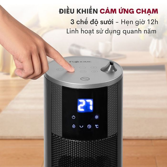 Quạt sưởi gốm FUJIHOME FH6000 - Công suất, bảng điều khiển