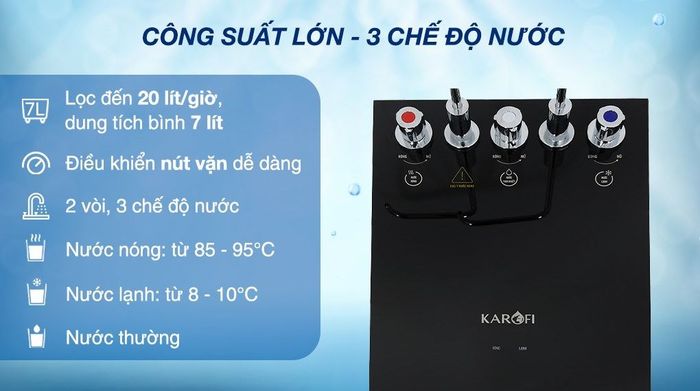 Máy lọc nước RO nóng nguội lạnh Karofi KAD-X60 10 lõi - Công suất