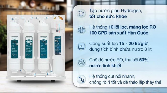 Máy lọc nước RO Sunhouse SHA8201KV 10 lõi - Tổng quan