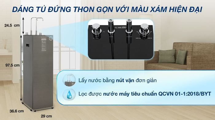 Máy lọc nước RO nóng nguội lạnh Sunhouse UltraX SHA76601S 11 lõi - Thiết kế