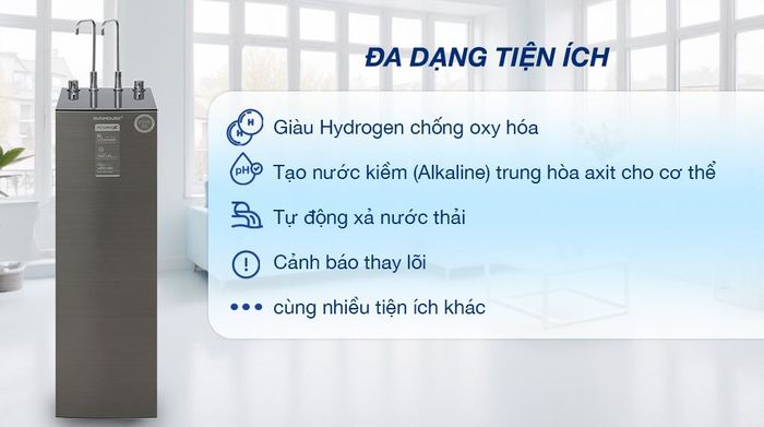 Máy lọc nước RO nóng nguội lạnh Sunhouse UltraX SHA76601S 11 lõi - Tiện ích
