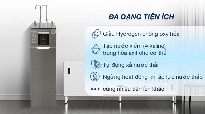 Máy lọc nước RO nóng nguội lạnh Hydrogen Sunhouse UltraX SHA76658SH 11 lõi - Tiện ích