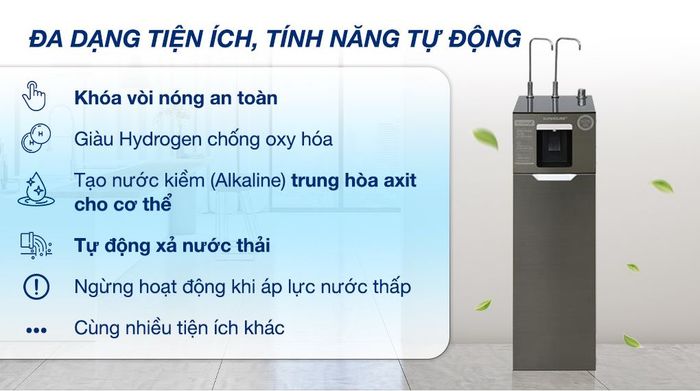 Máy lọc nước RO nóng nguội lạnh Hydrogen Sunhouse UltraX SHA76688SH 11 lõi - Đa dạng tiện ích