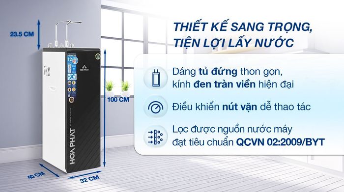 Máy lọc nước RO nóng nguội lạnh Hòa Phát HPN639 12 lõi - Thiết kế
