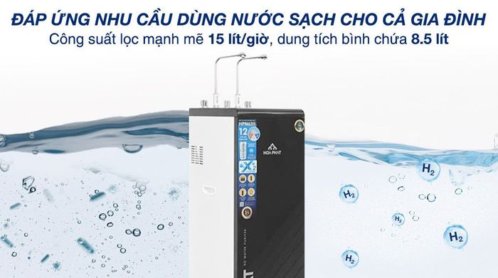 Máy lọc nước RO nóng nguội lạnh Hòa Phát HPN639 12 lõi - Công suất lọc