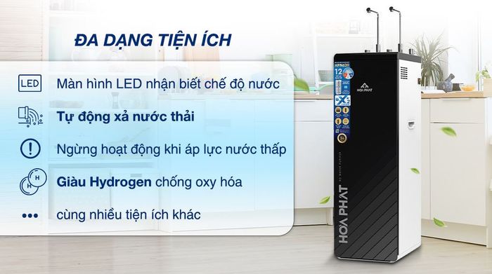 Máy lọc nước RO nóng nguội lạnh Hòa Phát HPN639 12 lõi - Đa đạng tiện ích