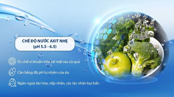 Máy lọc nước điện giải Hydrogen ion kiềm nóng nguội lạnh Mutosi MP-P89K 9 lõi 3 tấm điện cực - Chế độ nước axit