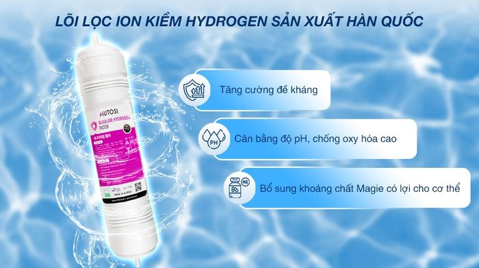 Máy chuyển đổi nước RO tạo nước nóng lạnh Ion kiềm Hydrogen Mutosi MD-199H 1 lõi - Lõi ion kiềm Hydrogen