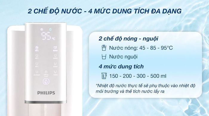 Máy lọc nước RO nóng nguội Philips ADD6901HWH01/74 1 lõi - Chế độ