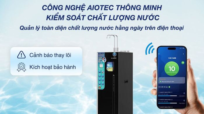 Máy lọc nước RO nóng nguội lạnh Hydrogen ion kiềm Karofi KAE-S688 12 lõi - Công nghệ Aiotec