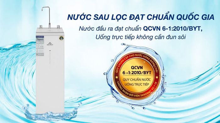 Máy lọc nước RO Hydrogen ion kiềm Hòa Phát HPA855 12 lõi - Chứng nhận nước