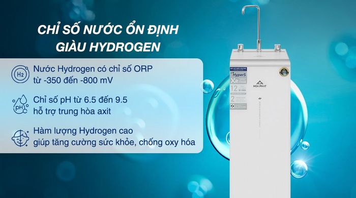 Máy lọc nước RO Hydrogen ion kiềm Hòa Phát HPA855 12 lõi - Chỉ số nước