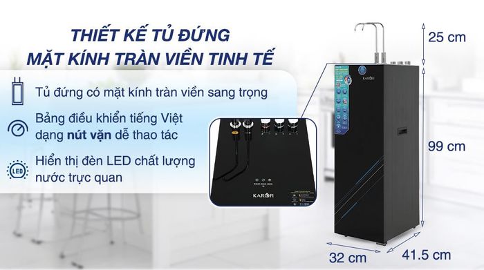 Máy lọc nước RO nóng nguội lạnh Karofi KAD-X59 12 lõi - Thiết kế
