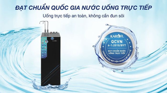 Máy lọc nước RO nóng nguội lạnh Karofi KAD-X59 12 lõi - Chứng nhận nước