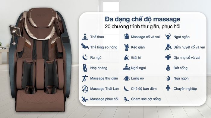 Ghế massage Daikiosan DC107 - Đa dạng chương trình massage