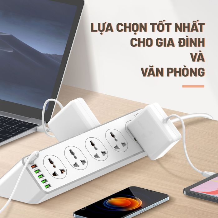 Ổ cắm điện Ldnio 10 lỗ 6 USB 2m SC10610 - công suất hoạt động