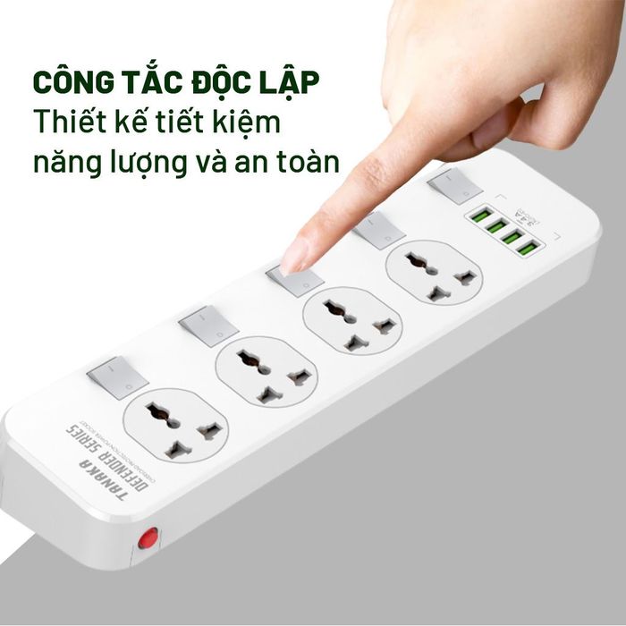 Ổ cắm điện Tanaka 4 lỗ 4 USB 2m TNK-OD4424 - bảng điều khiển