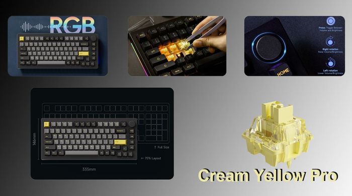 Thiết kế sang trọng, nhỏ gọn - Bàn Phím Cơ Bluetooth Akko 5075B Plus Black & Gold