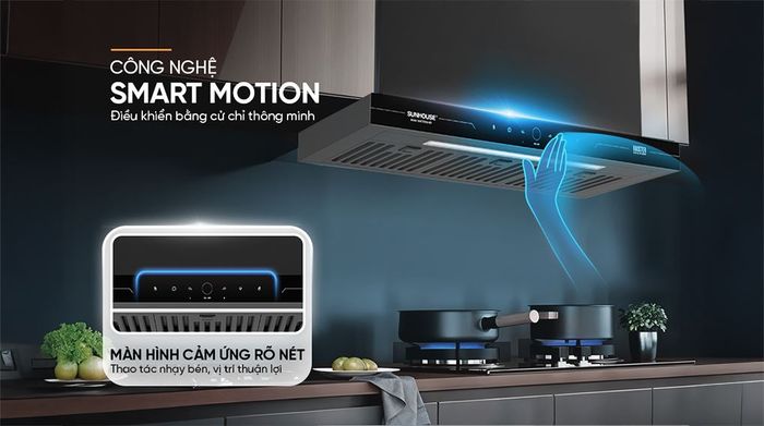 Cảm biến vẫy tay - Máy hút mùi âm tủ Sunhouse SHB72095-MD