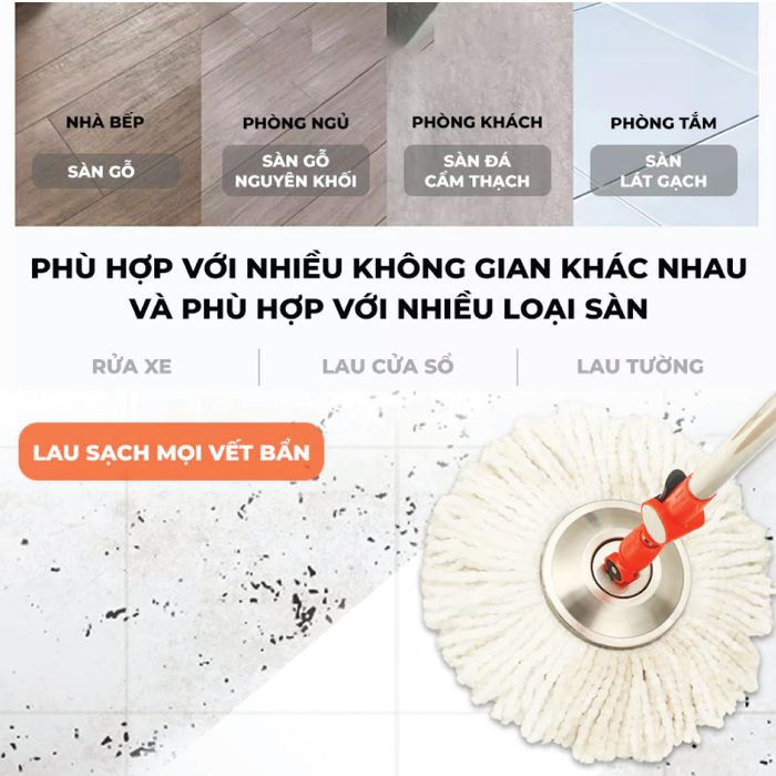 Bộ lau nhà Tanaka M031B - Tiện ích hỗ trợ sử dụng