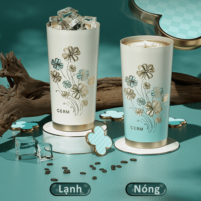 Ly giữ nhiệt inox 390 ml Cỏ Bốn Lá GERM GE-24SS-DB96 - Giữ nhiệt