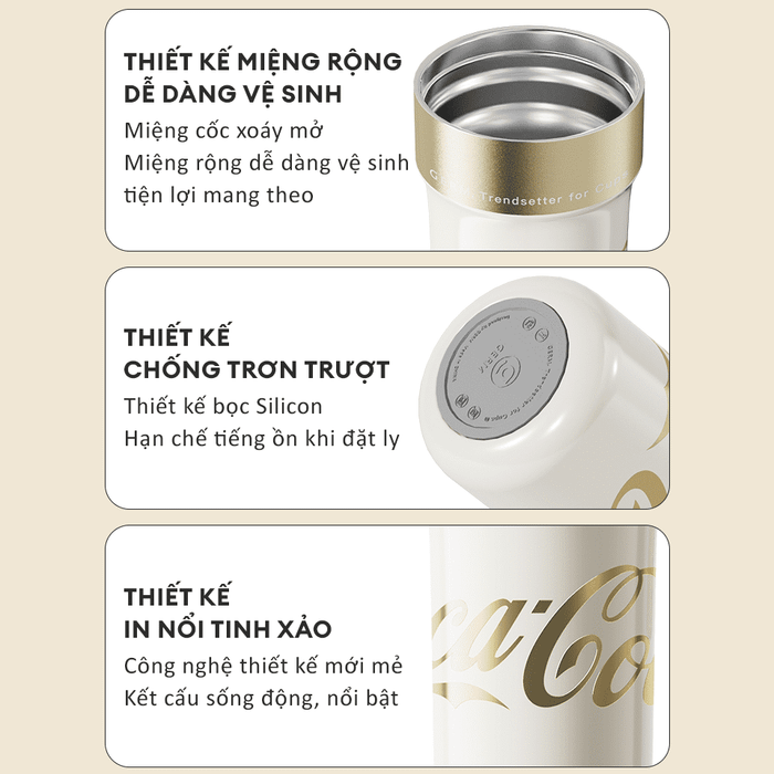 Ly giữ nhiệt inox 650 ml PPB Coca Cola GERM GE-CK24AW-B82 - Thiết kế