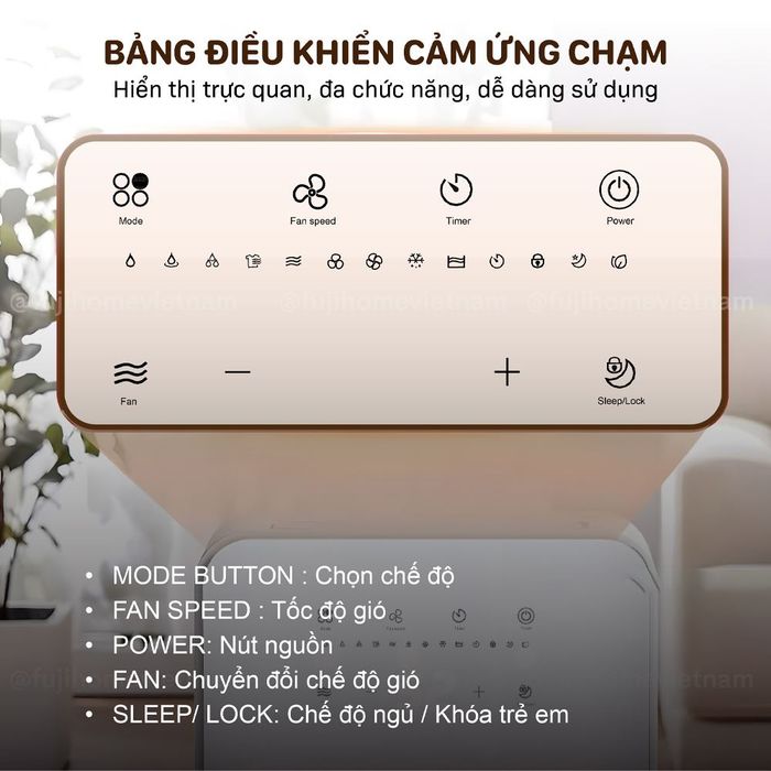 Máy hút ẩm FUJIHOME DH10 - Bảng điều khiển