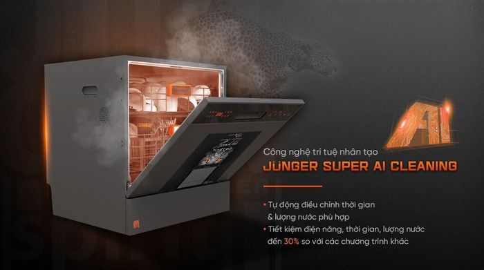 Máy rửa chén độc lập Junger Leopard DWJ-103 - Công nghệ AI