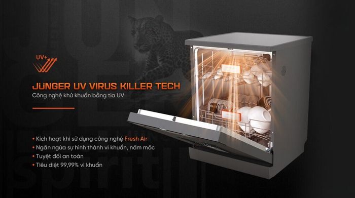 Máy rửa chén độc lập Junger Leopard DWJ-143 - Chức năng khử trùng