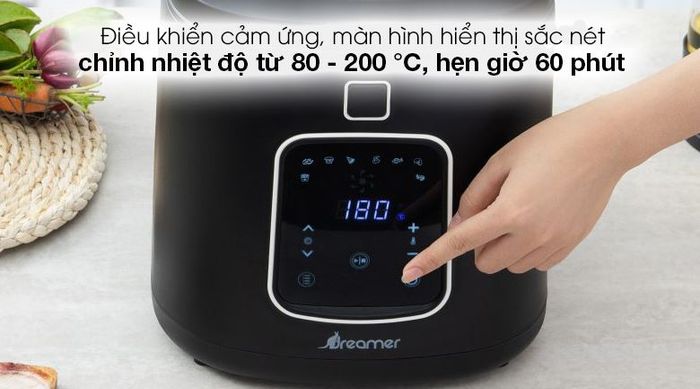 Nồi chiên không dầu Dreamer DF-S40B 3.5 lít - Bảng điều khiển cảm ứng có màn hình hiển thị